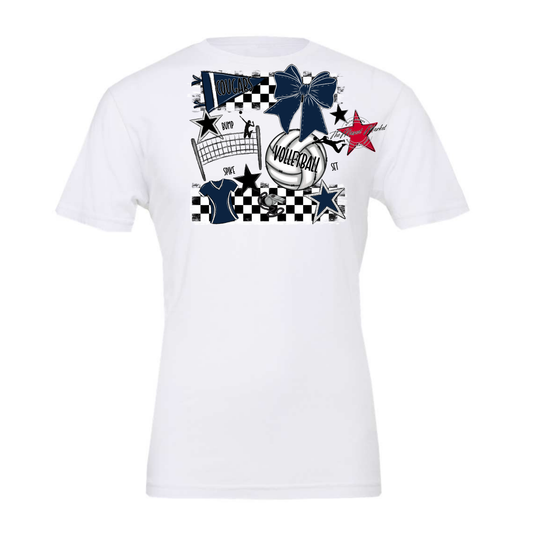 Cougars Checkers Volleyball Spirit Design-Navy