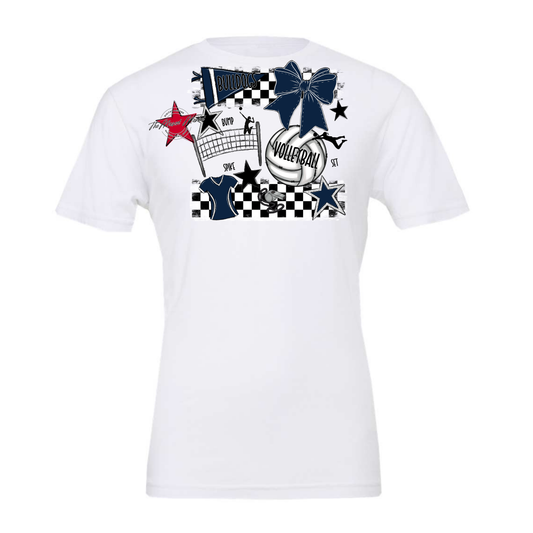 Bulldogs Checkers Volleyball Spirit Design-Navy