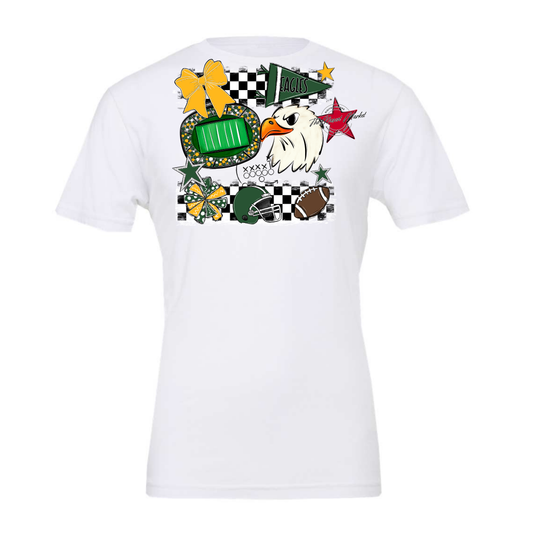 Eagles Checkers Mascot Spirit Design-Green-Yellow