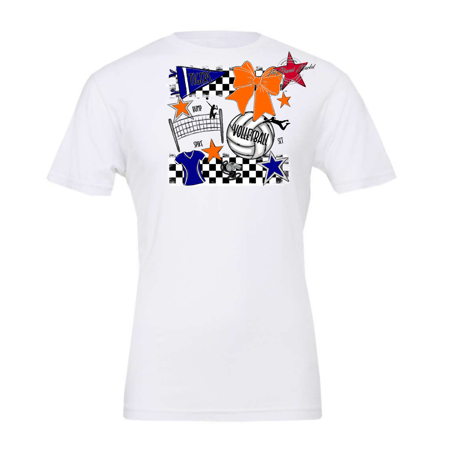 Tigers Checkers Volleyball Spirit Design-Blue-Orange