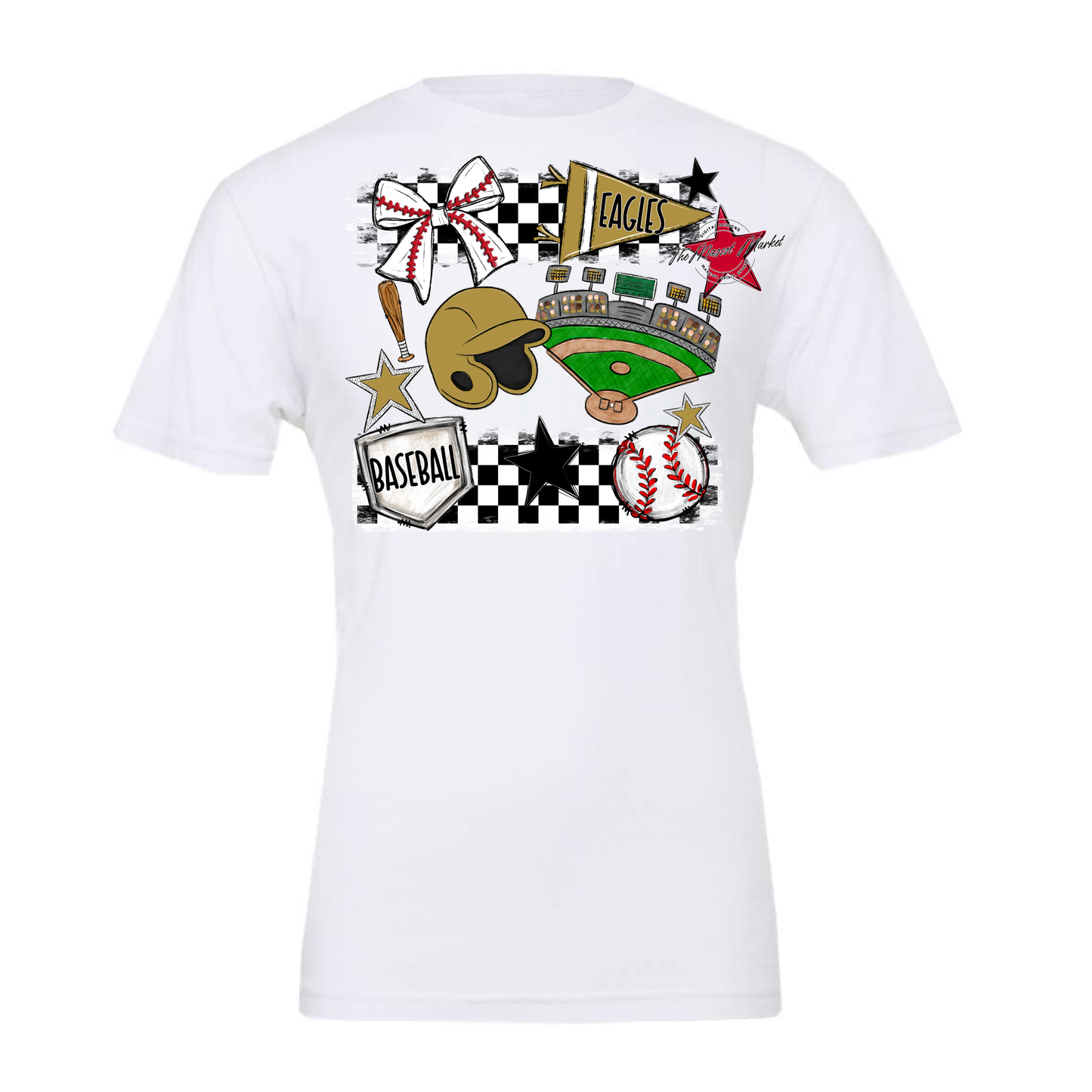 Eagles Baseball Checkers Design-Gold