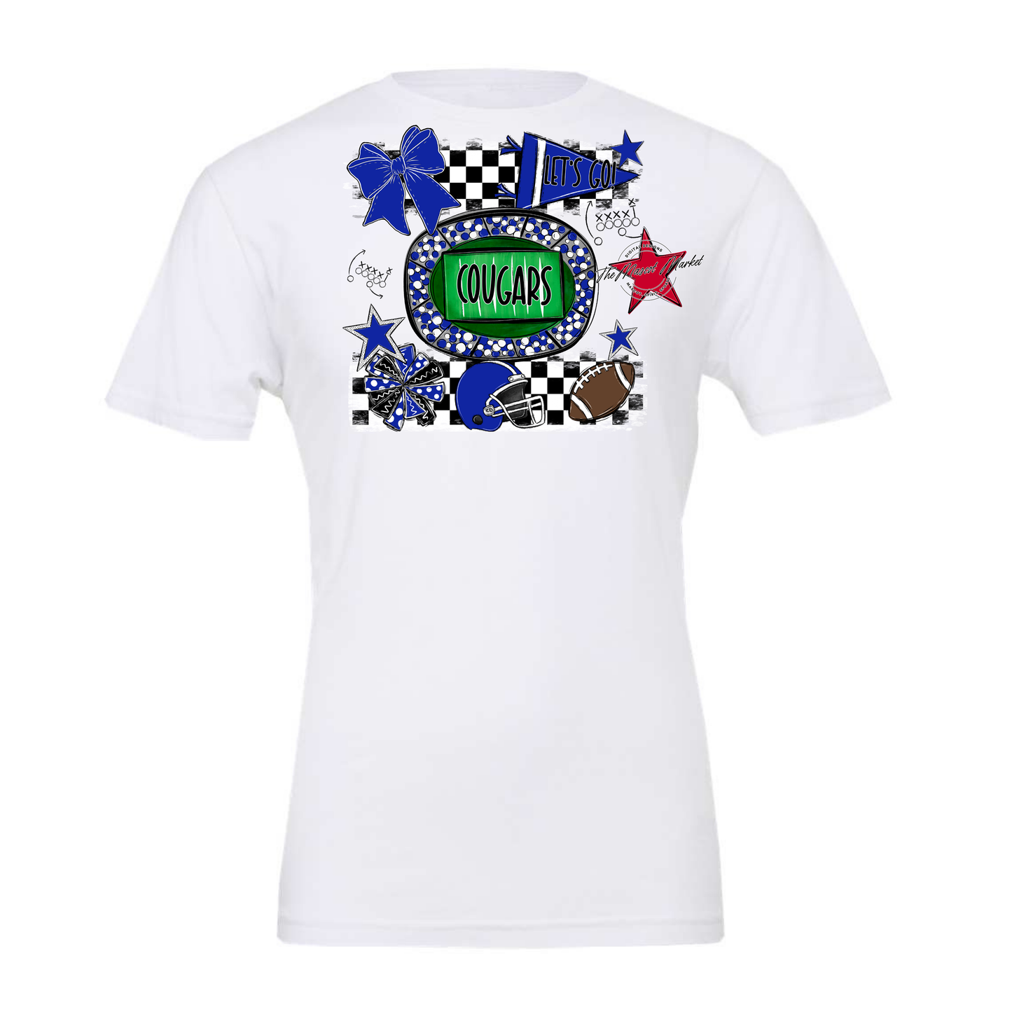 Cougars Checkers Spirit Design-Royal Blue