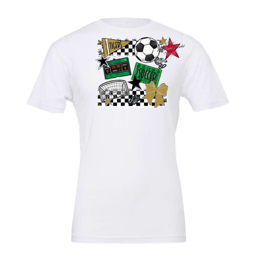 Tigers Checkers Soccer Spirit Design-Gold