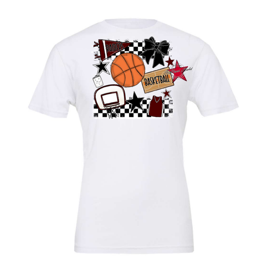 Raiders Basketball Checkers Design-Maroon