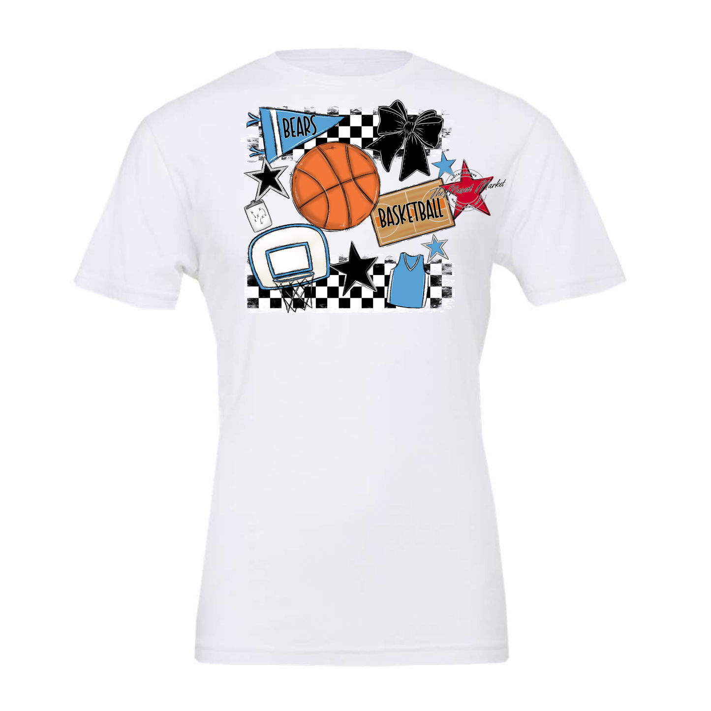 Bears Basketball Checkers Design-Carolina Blue