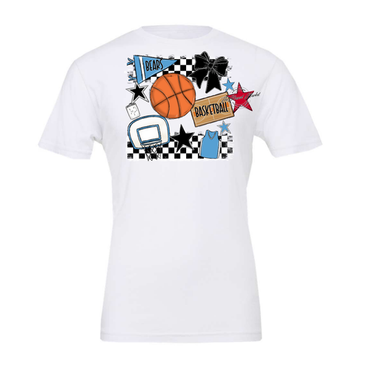 Bears Basketball Checkers Design-Carolina Blue
