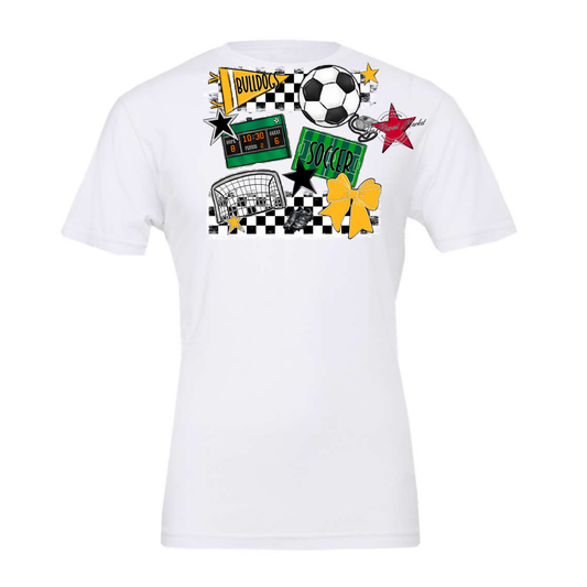 Bulldogs Checkers Soccer Spirit Design-Yellow