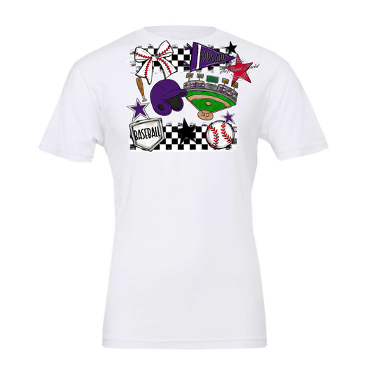 Cougars Checkers Baseball Spirit Design-Purple