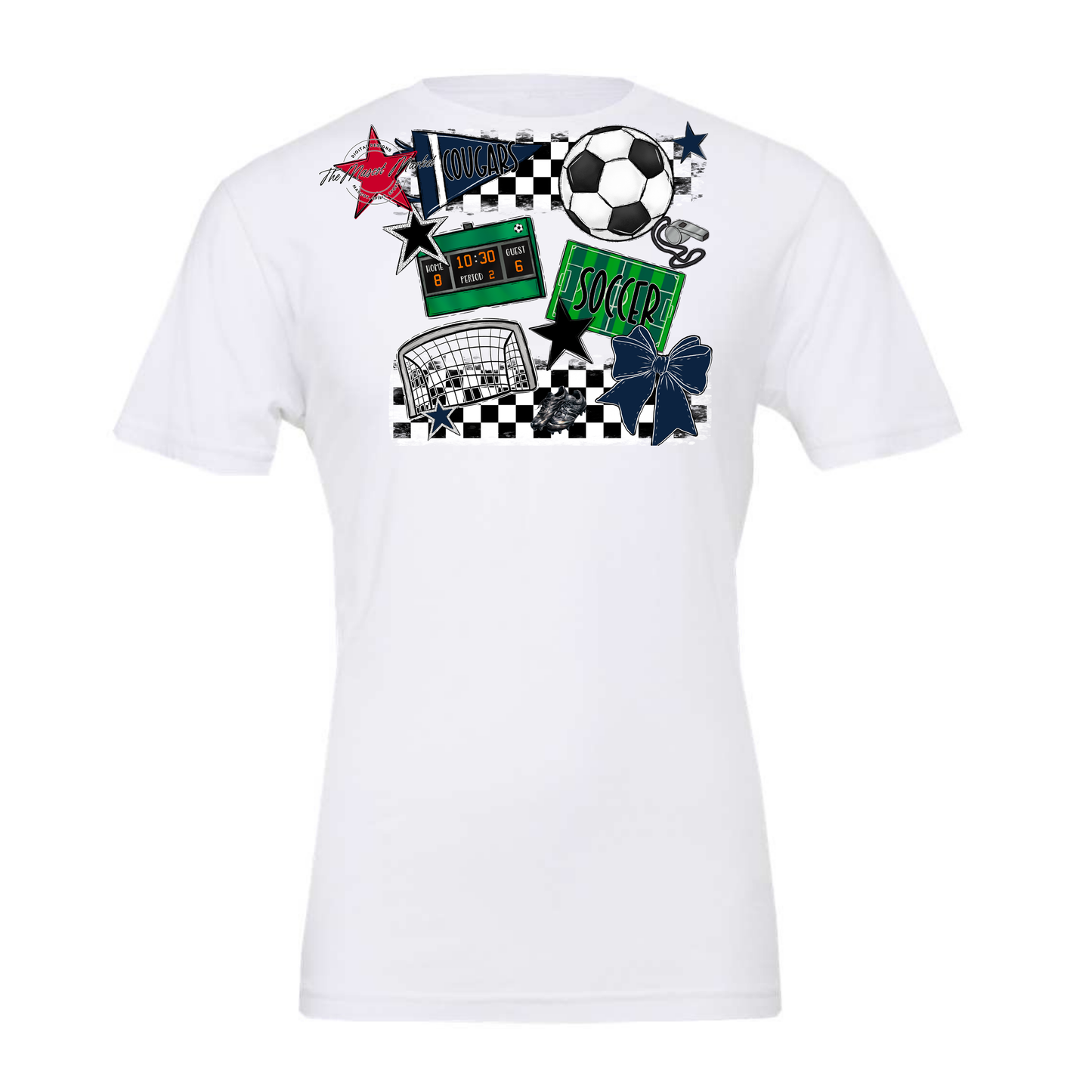 Cougars Checkers Soccer Spirit Design-Navy