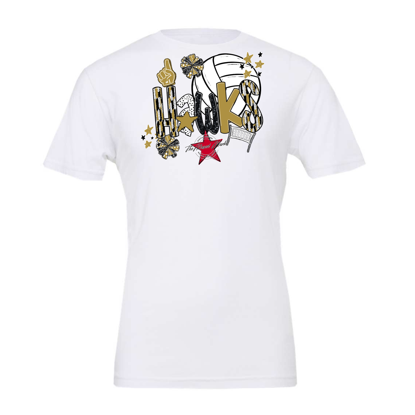 Hawks Volleyball Scrape-Gold