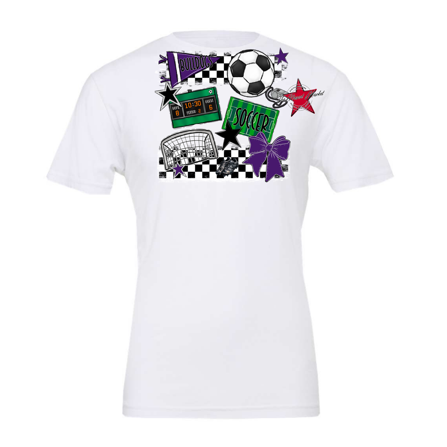 Bulldogs Checkers Soccer Spirit Design-Purple