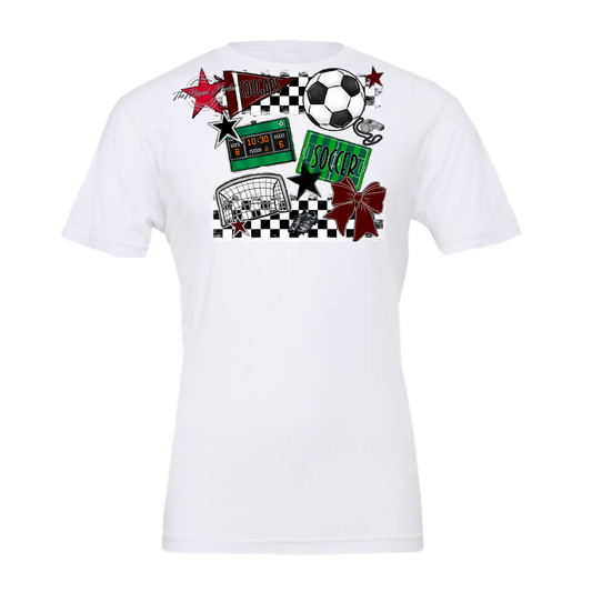 Cougars Checkers Soccer Spirit Design-Maroon