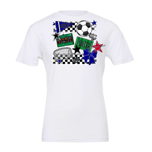 Wildcats Checkers Soccer Spirit Design-Blue
