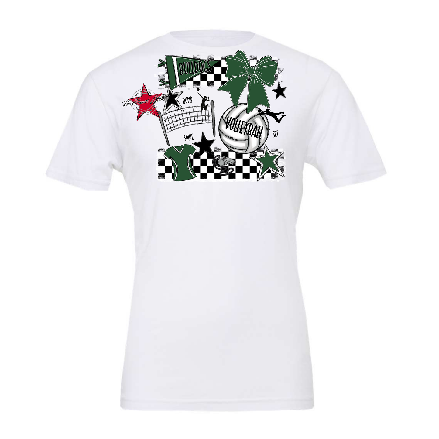 Bulldogs Checkers Volleyball Spirit Design-Green
