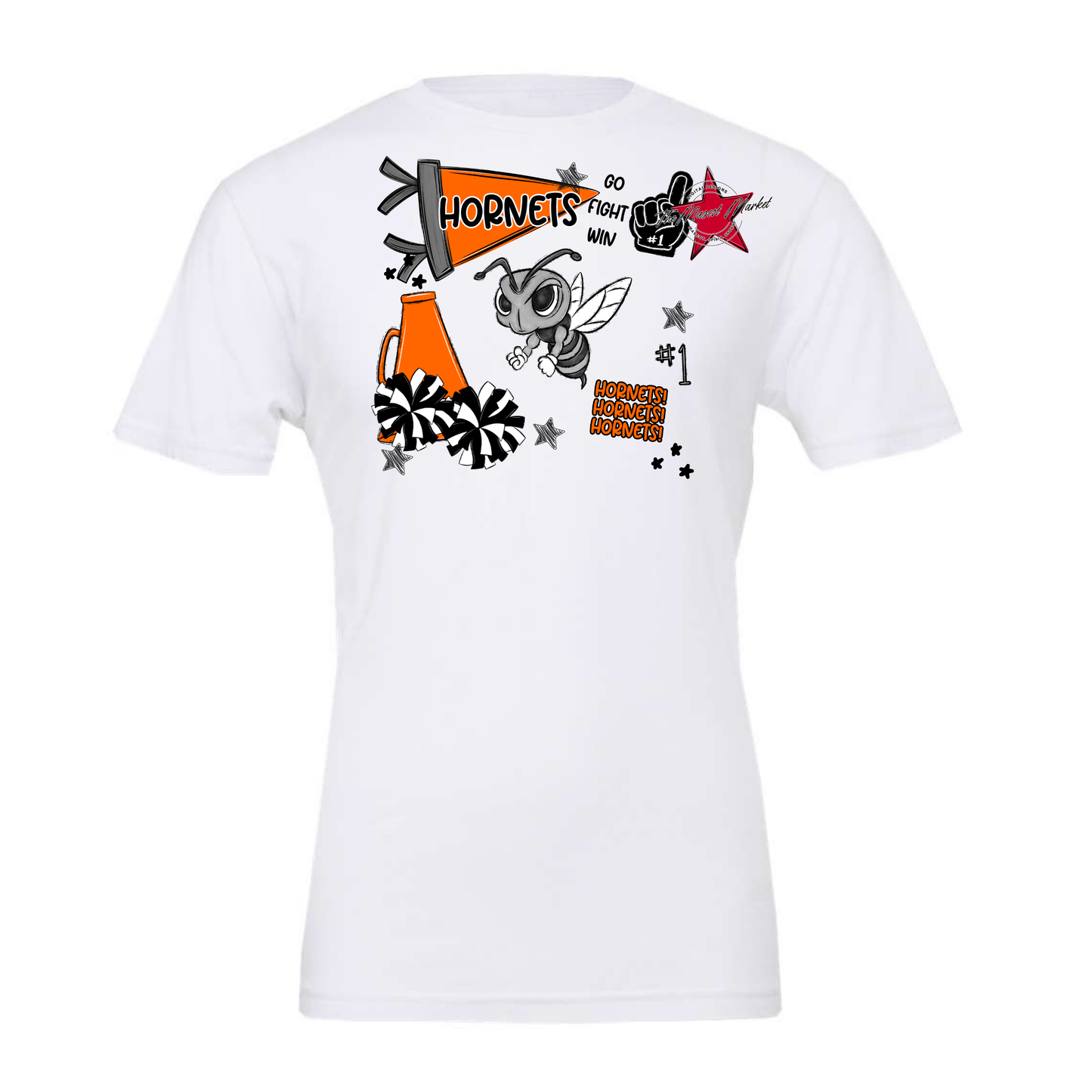 Hornets Mixed Mascot Spirit Design-Orange