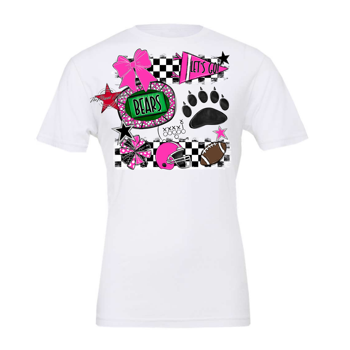 Bears Checker Spirit Design w Paw-Pink