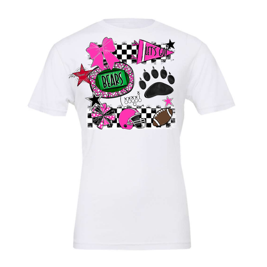 Bears Checker Spirit Design w Paw-Pink