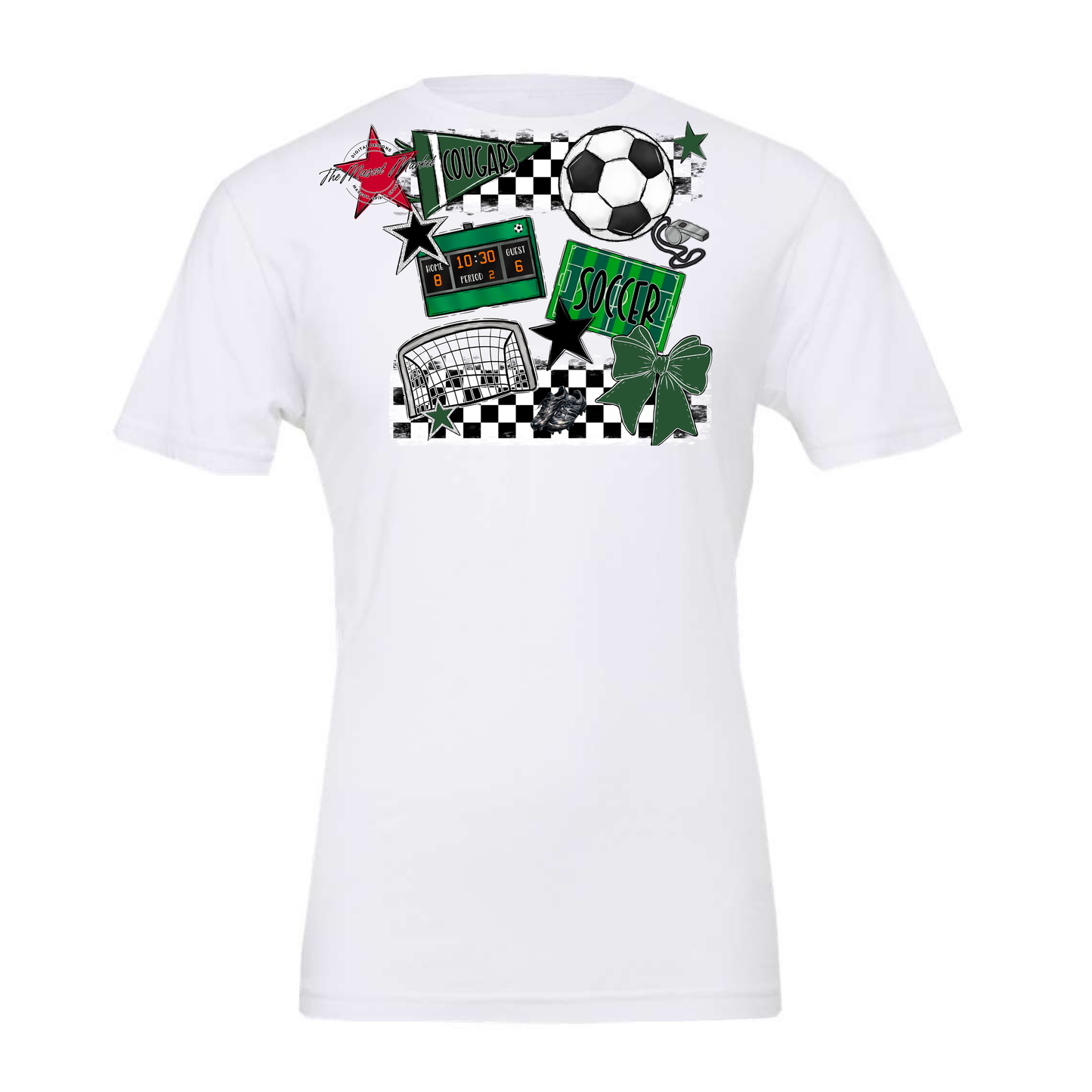 Cougars Checkers Soccer Spirit Design-Green
