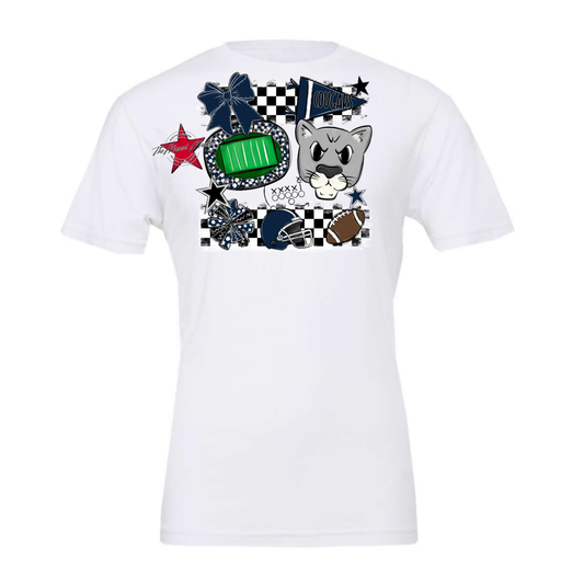 Cougars Checkers Mascot Spirit Design-Navy