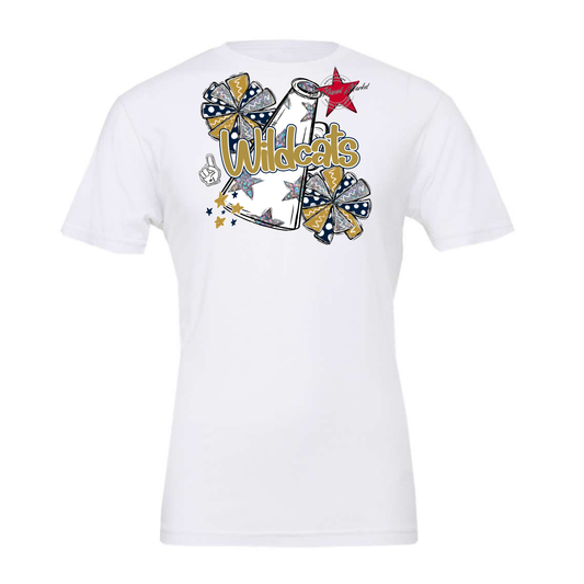 Wildcats Alpha Megaphone Design-Navy-Gold