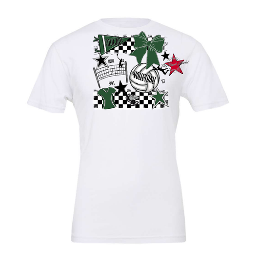 Cougars Checkers Volleyball Spirit Design-Green