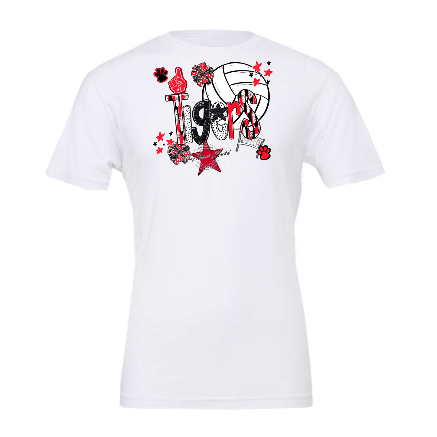 Tigers Volleyball Scrape-Bright Red