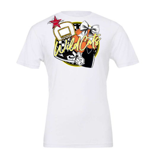 Wildcats Circle Basketball Design-Bright Yellow