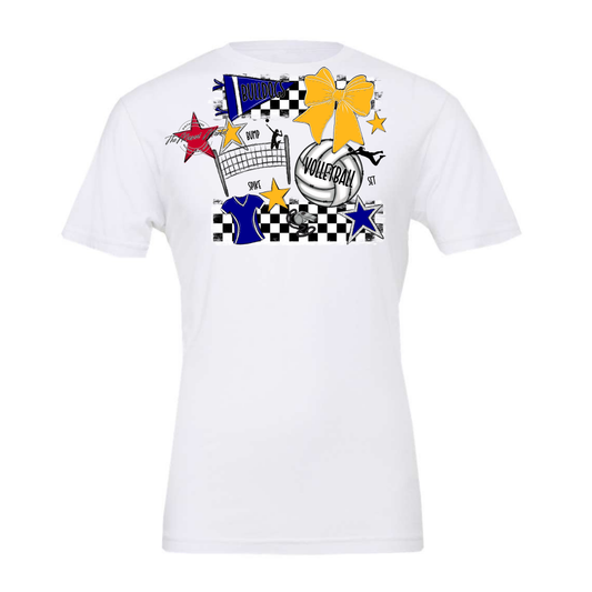 Bulldogs Checkers Volleyball Spirit Design-Blue-Yellow