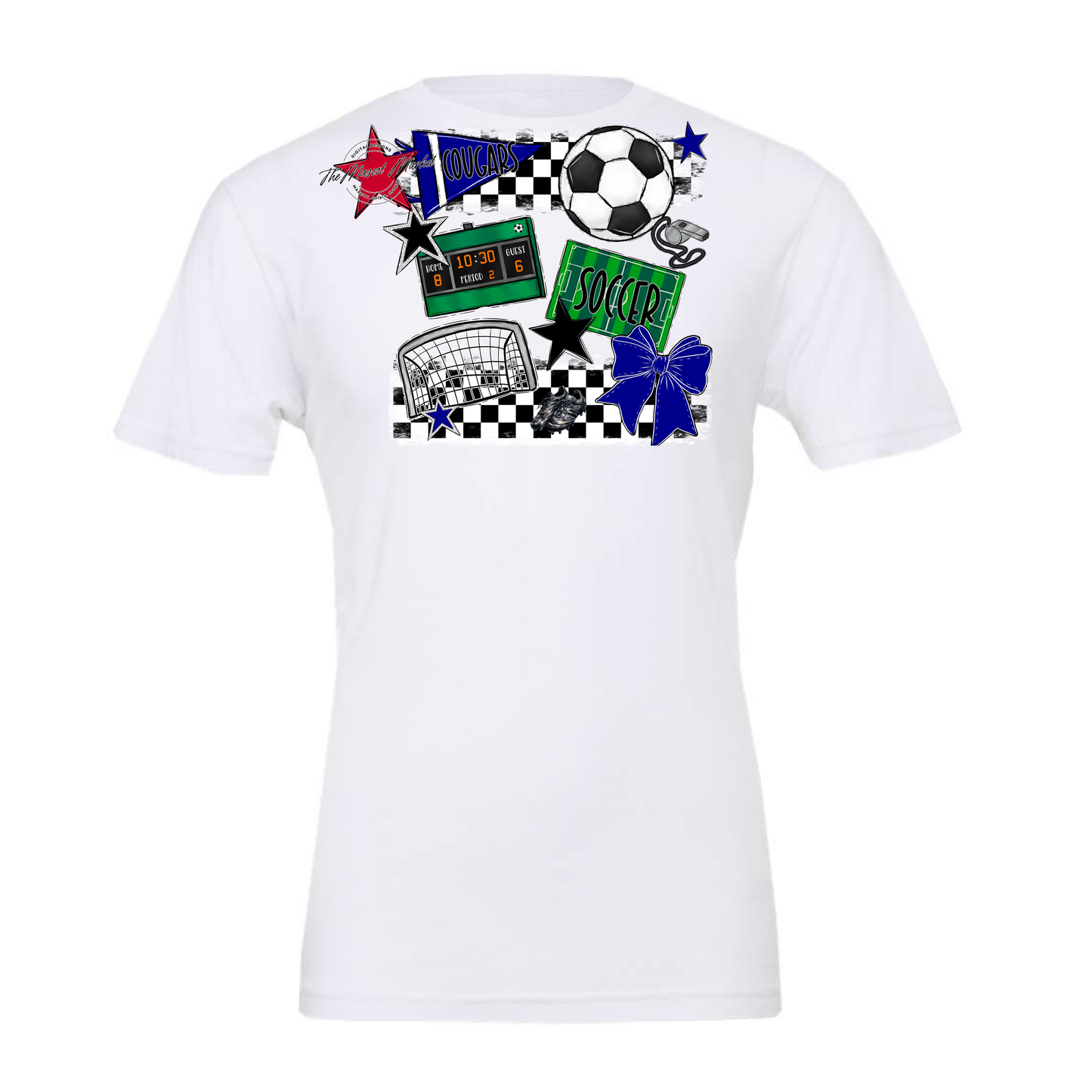 Cougars Checkers Soccer Spirit Design-Blue