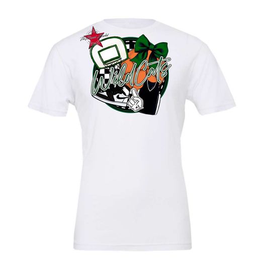 Wildcats Circle Basketball Design-Green