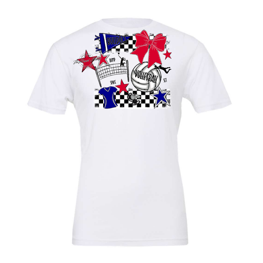 Bulldogs Checkers Volleyball Spirit Design-Blue-Red