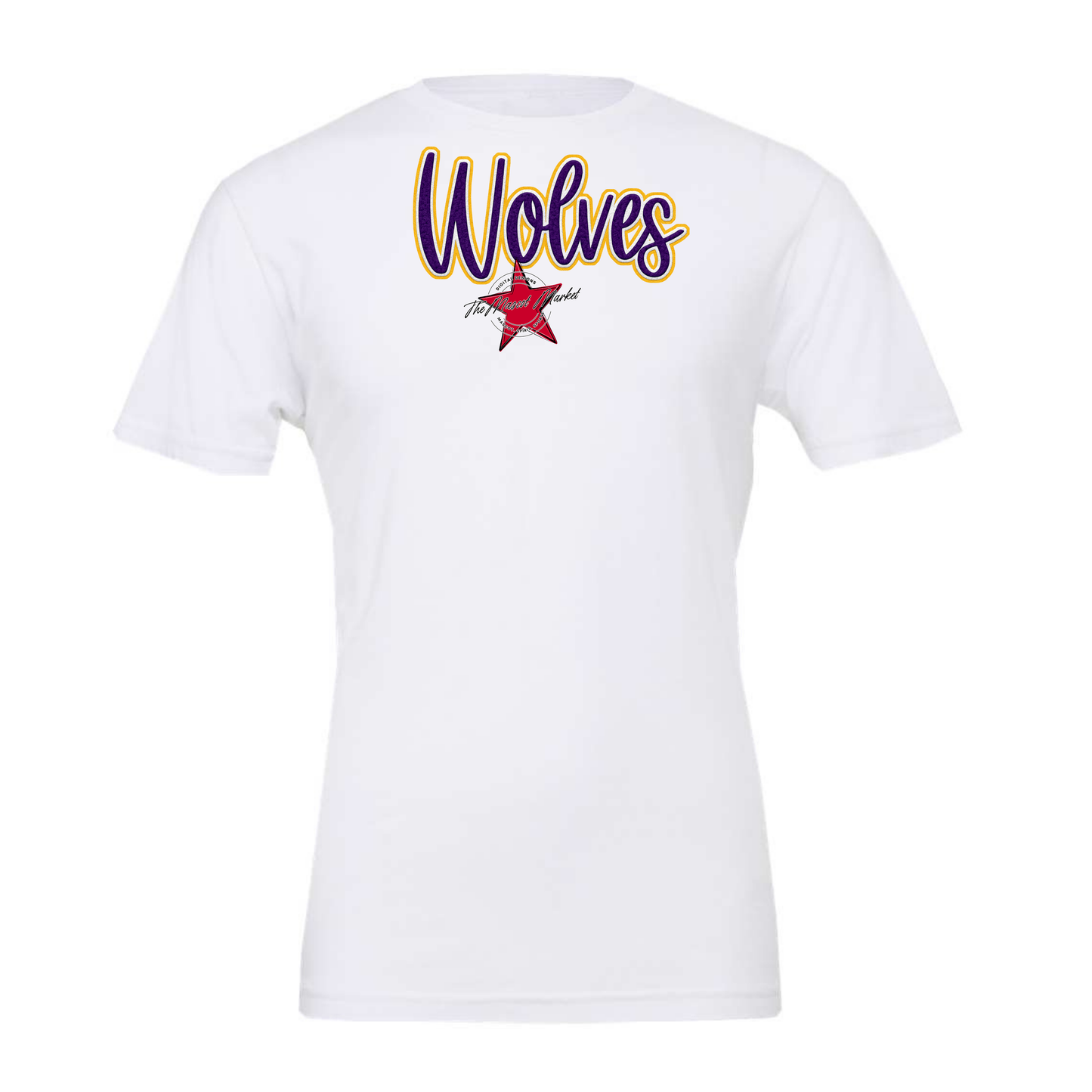 Wolves Faux Chenille Patch-Purple-Yellow