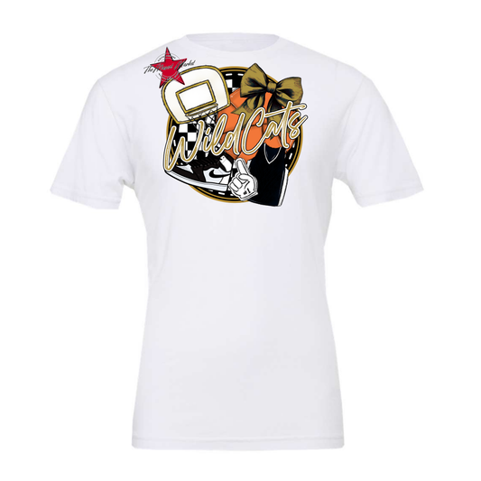 Wildcats Circle Basketball Design-Gold