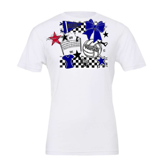Bulldogs Checkers Volleyball Spirit Design-Blue