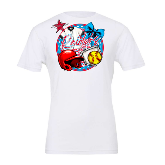 Raiders Circle Softball Design-Carolina Blue-Red