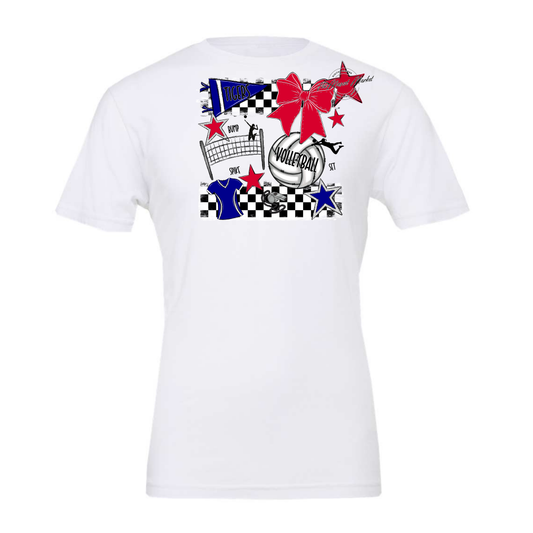 Tigers Checkers Volleyball Spirit Design-Blue-Red