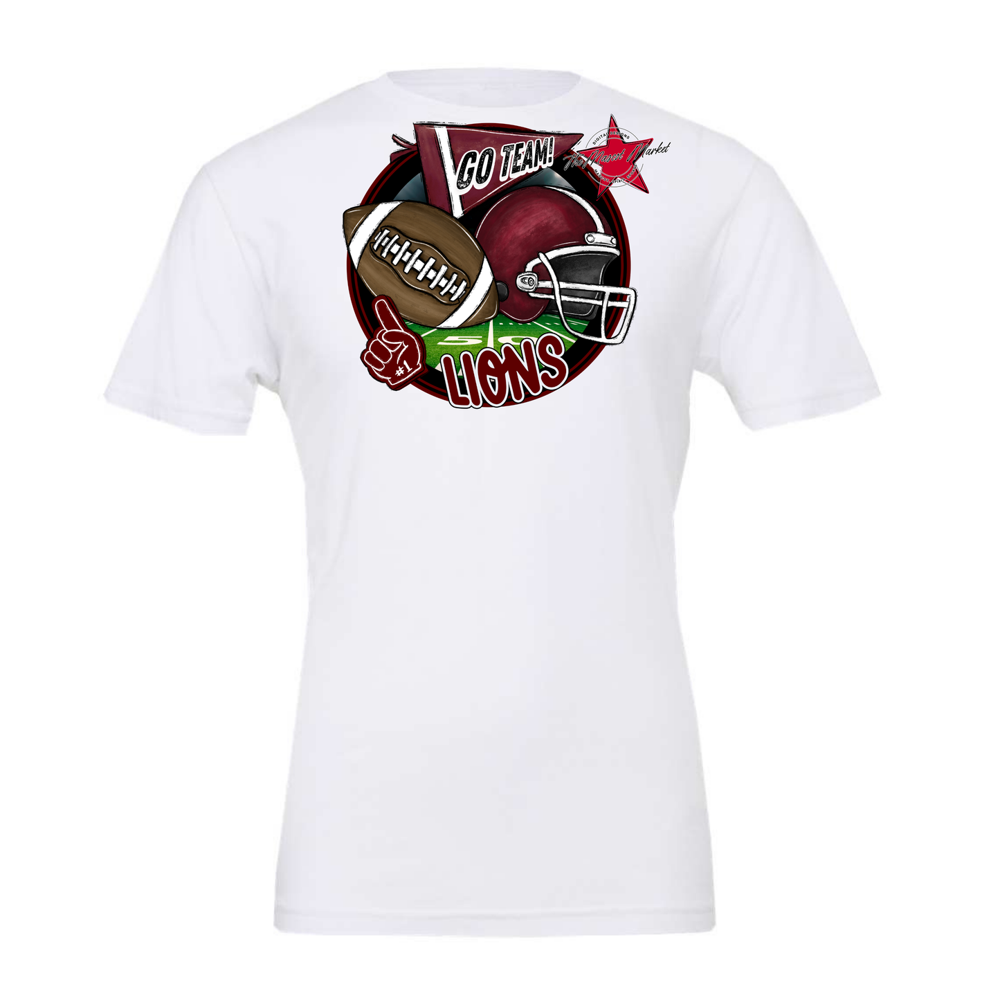 Lions Circle Football Design-Maroon