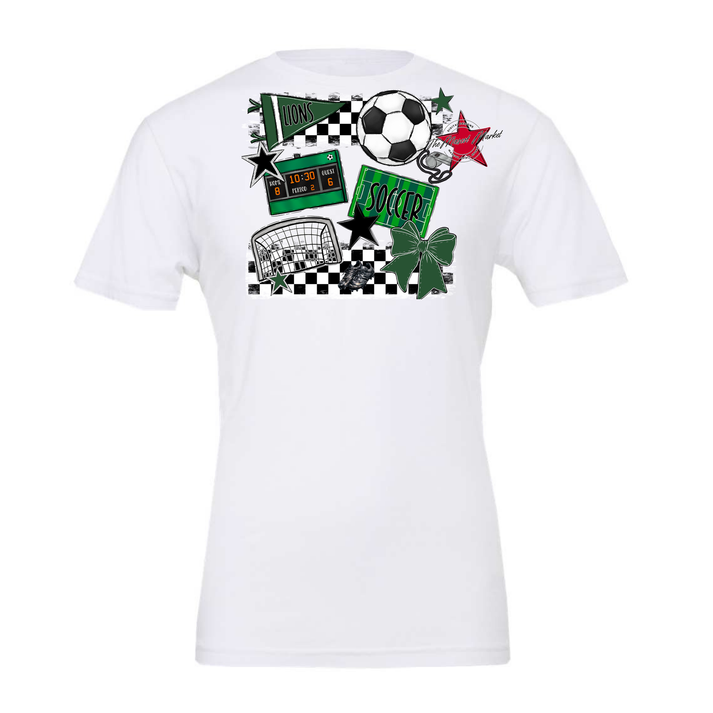 Lions Checkers Soccer Spirit Design-Green