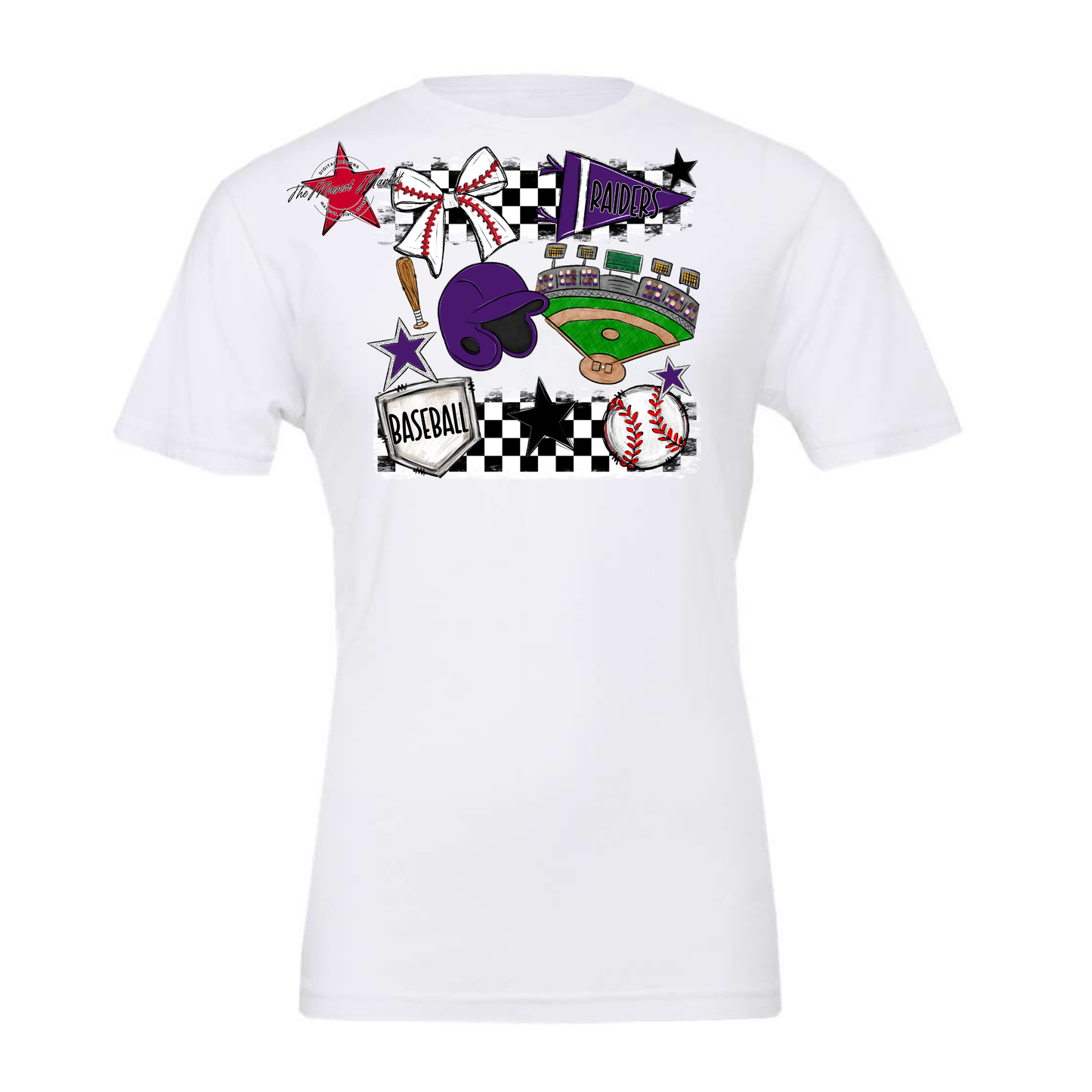 Raiders Baseball Checkers Design-Purple