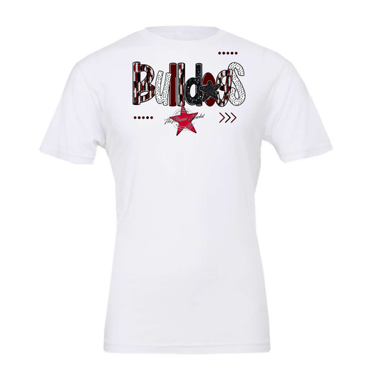 Bulldogs Brushstroke Alpha w Arrows-Maroon