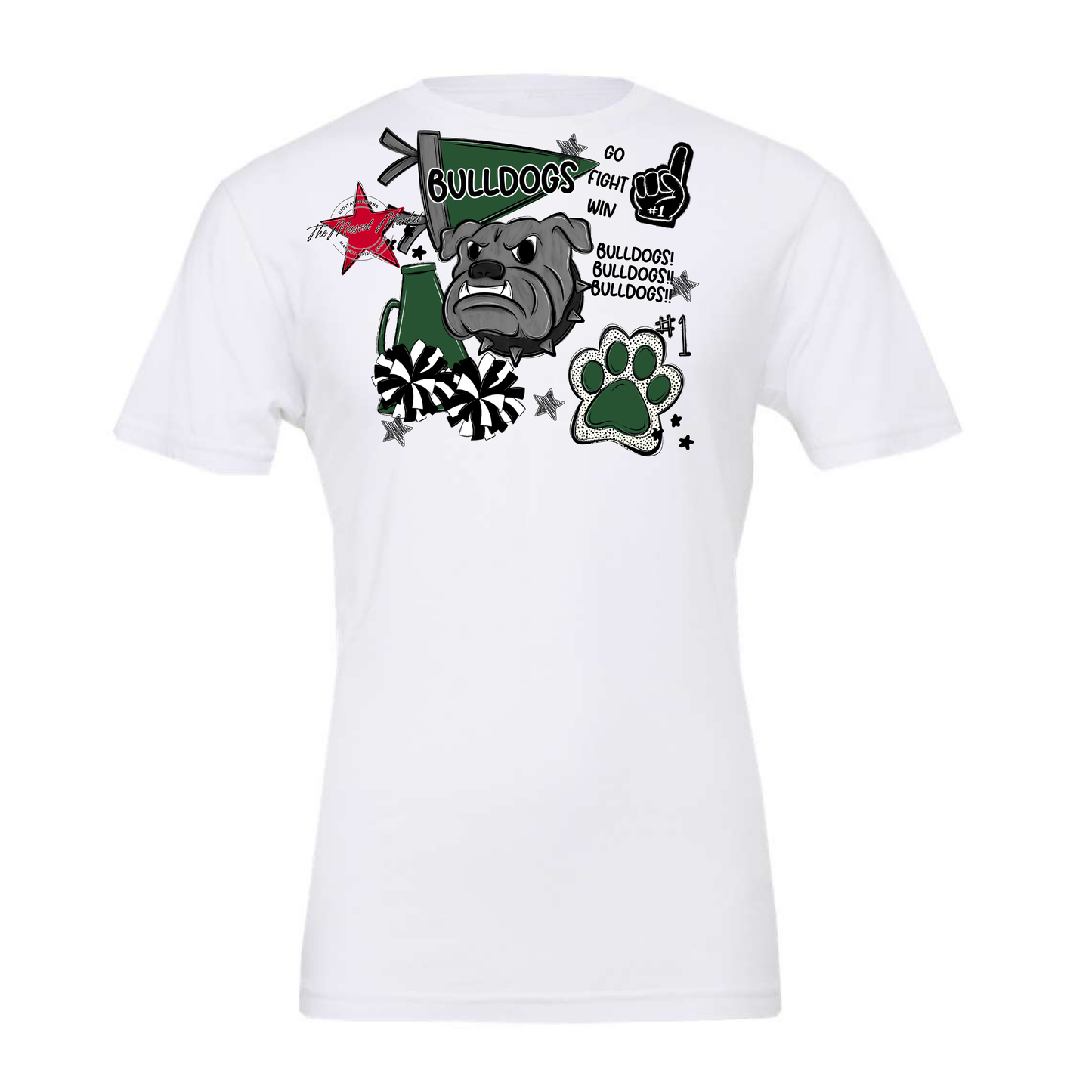 Bulldogs Mixed Mascot Spirit Design-Green