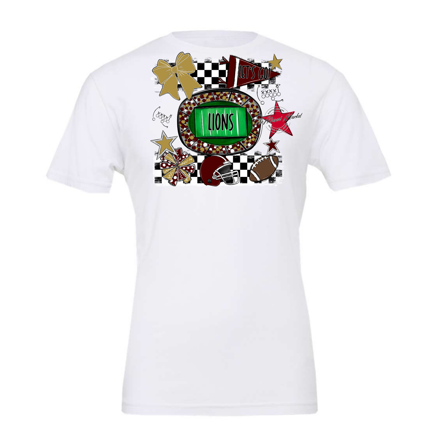 Lions Checkers Spirit Design-Maroon-Gold