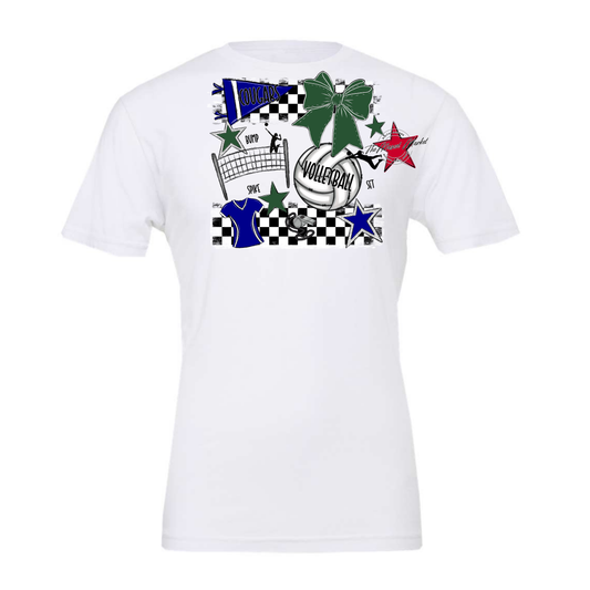 Cougars Checkers Volleyball Spirit Design-Blue-Green