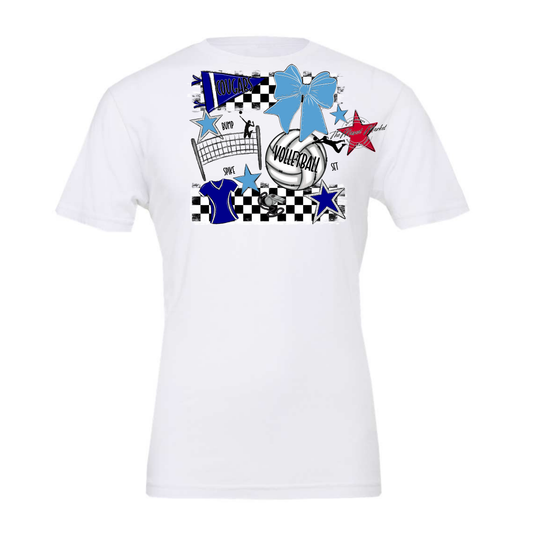 Cougars Checkers Volleyball Spirit Design-Blue-Carolina Blue