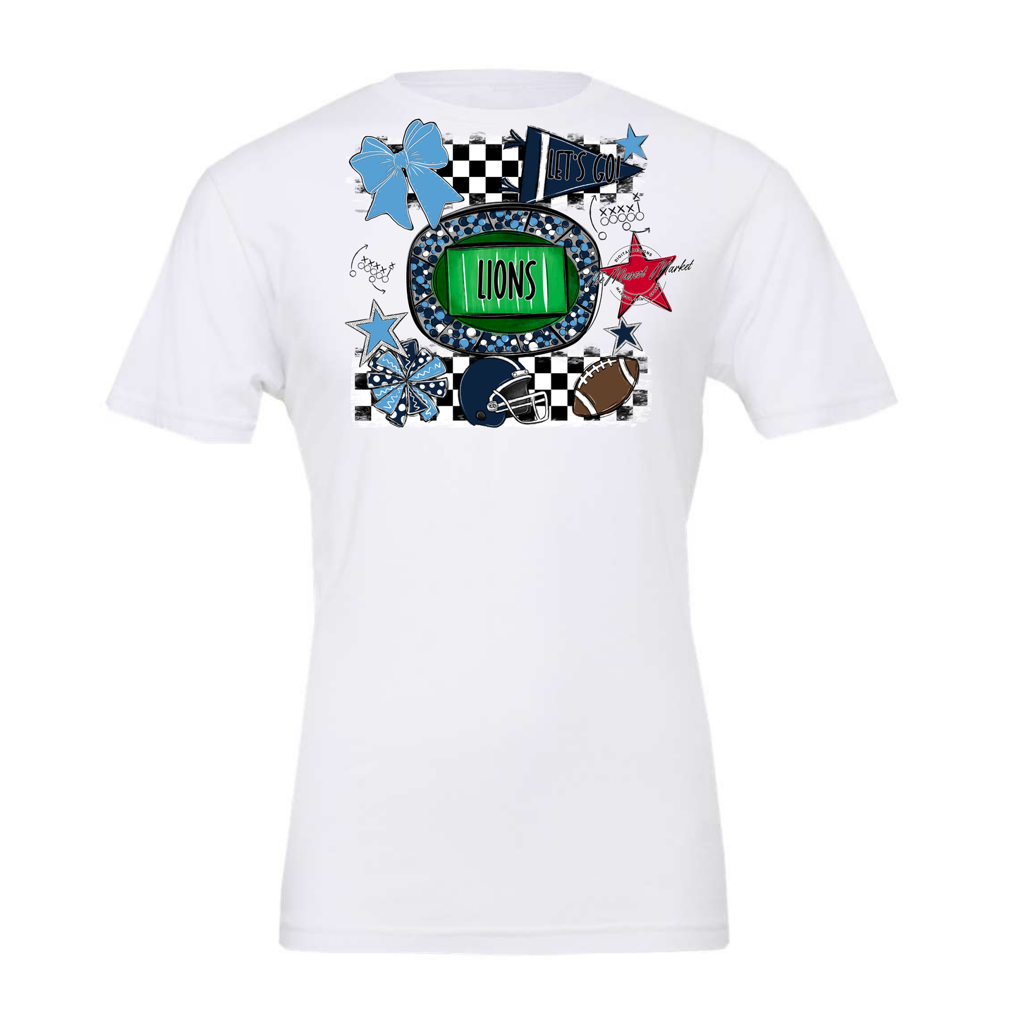 Lions Checkers Spirit Design-Navy-Carolina Blue