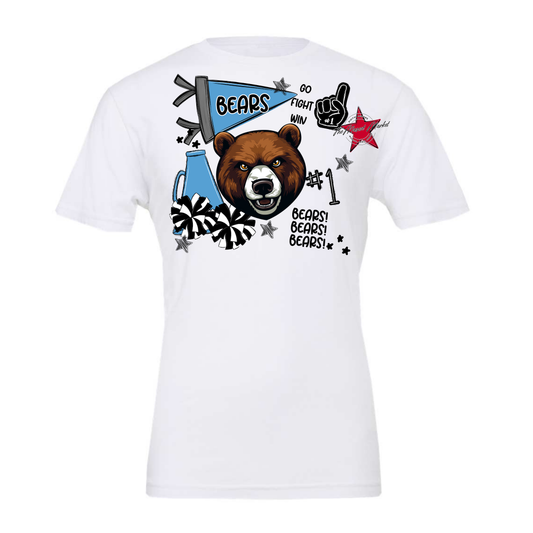 Bears Mascot Spirit Design Megaphone-Carolina Blue