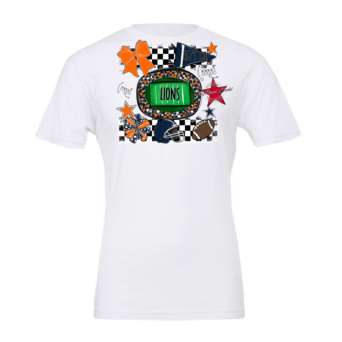 Lions Checkers Spirit Design-Navy-Orange