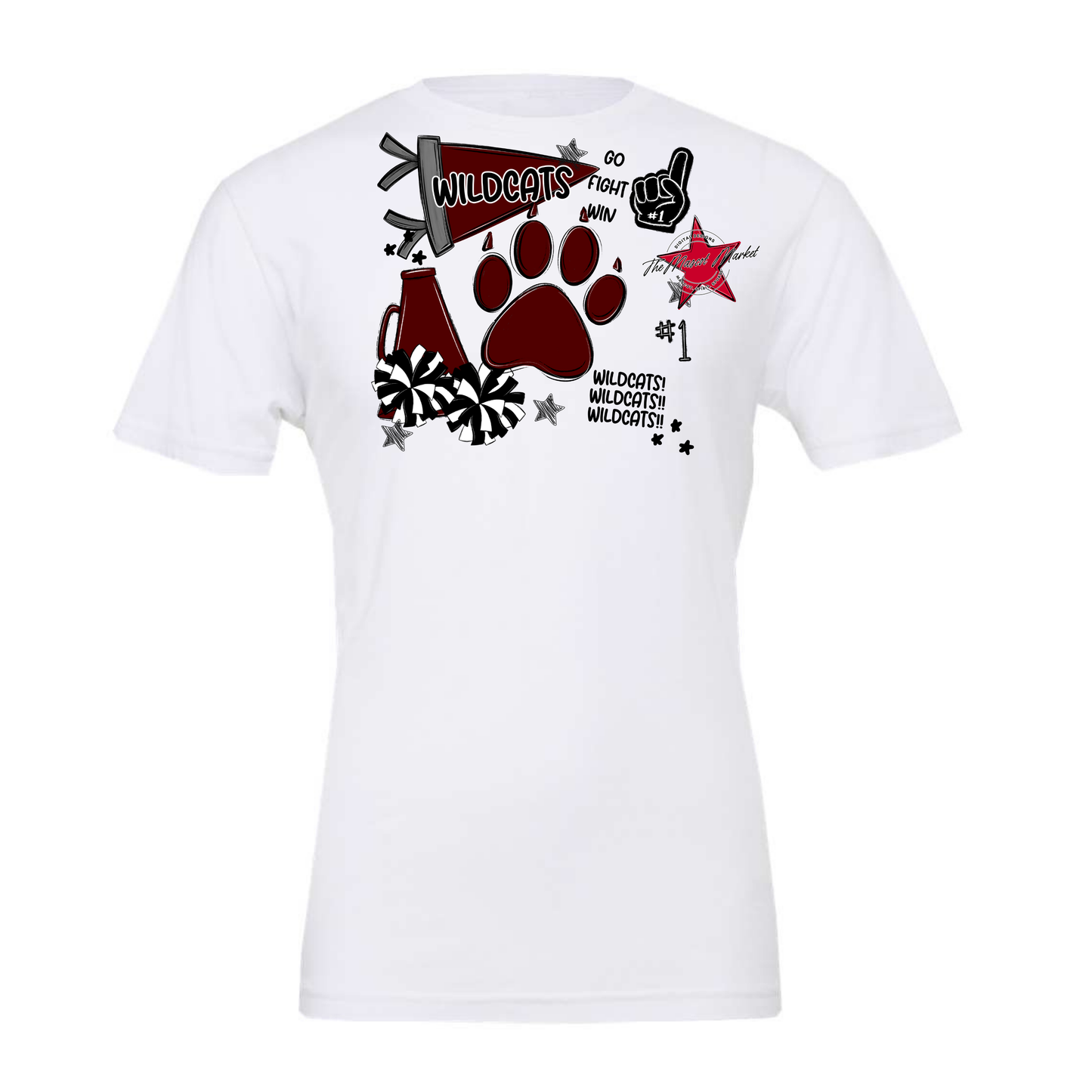 Wildcats Mixed Mascot Spirit Design-Maroon