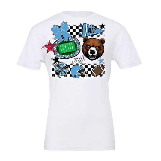 Bears Checker Mascot Spirit Design-Carolina Blue
