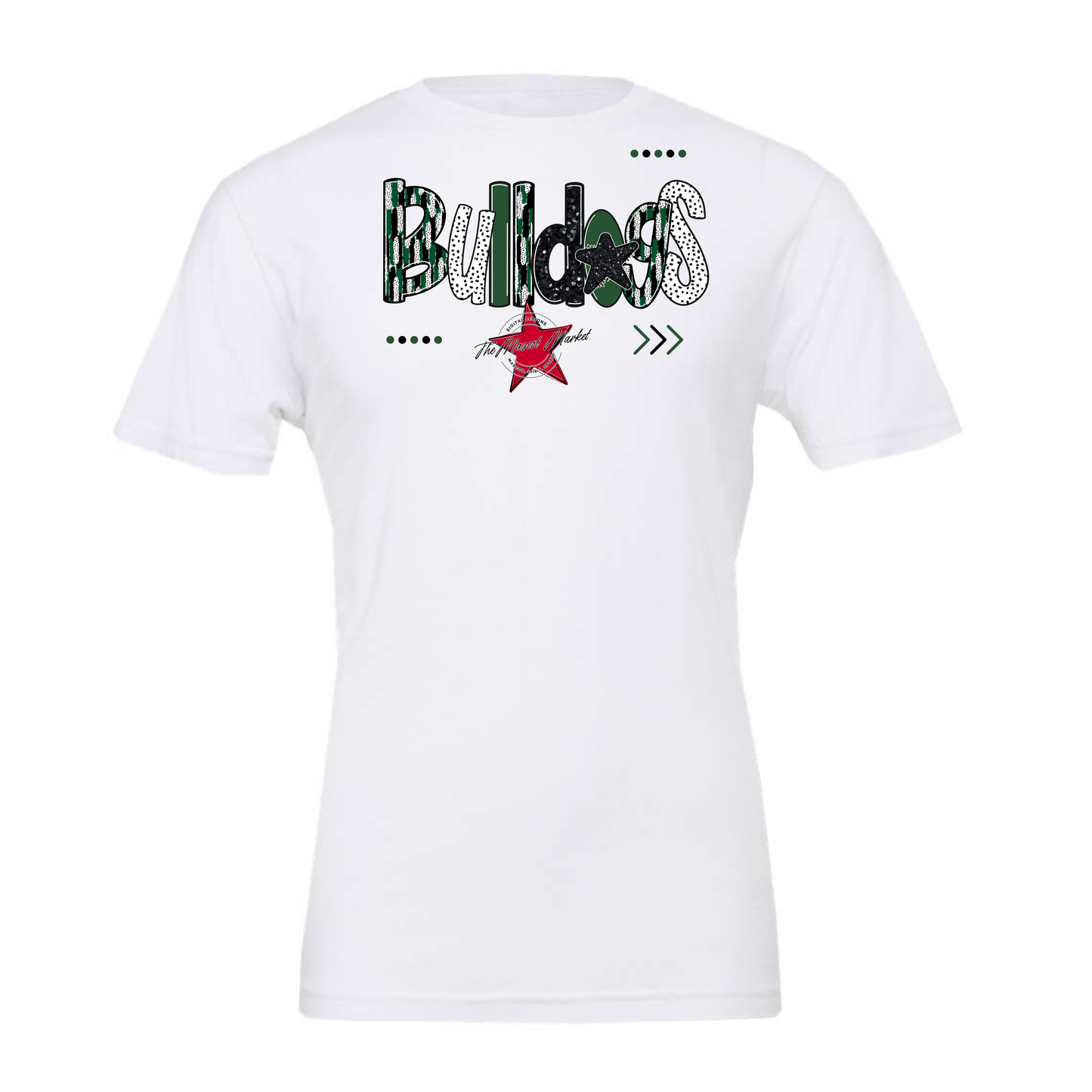 Bulldogs Brushstroke Alpha w Arrows-Green